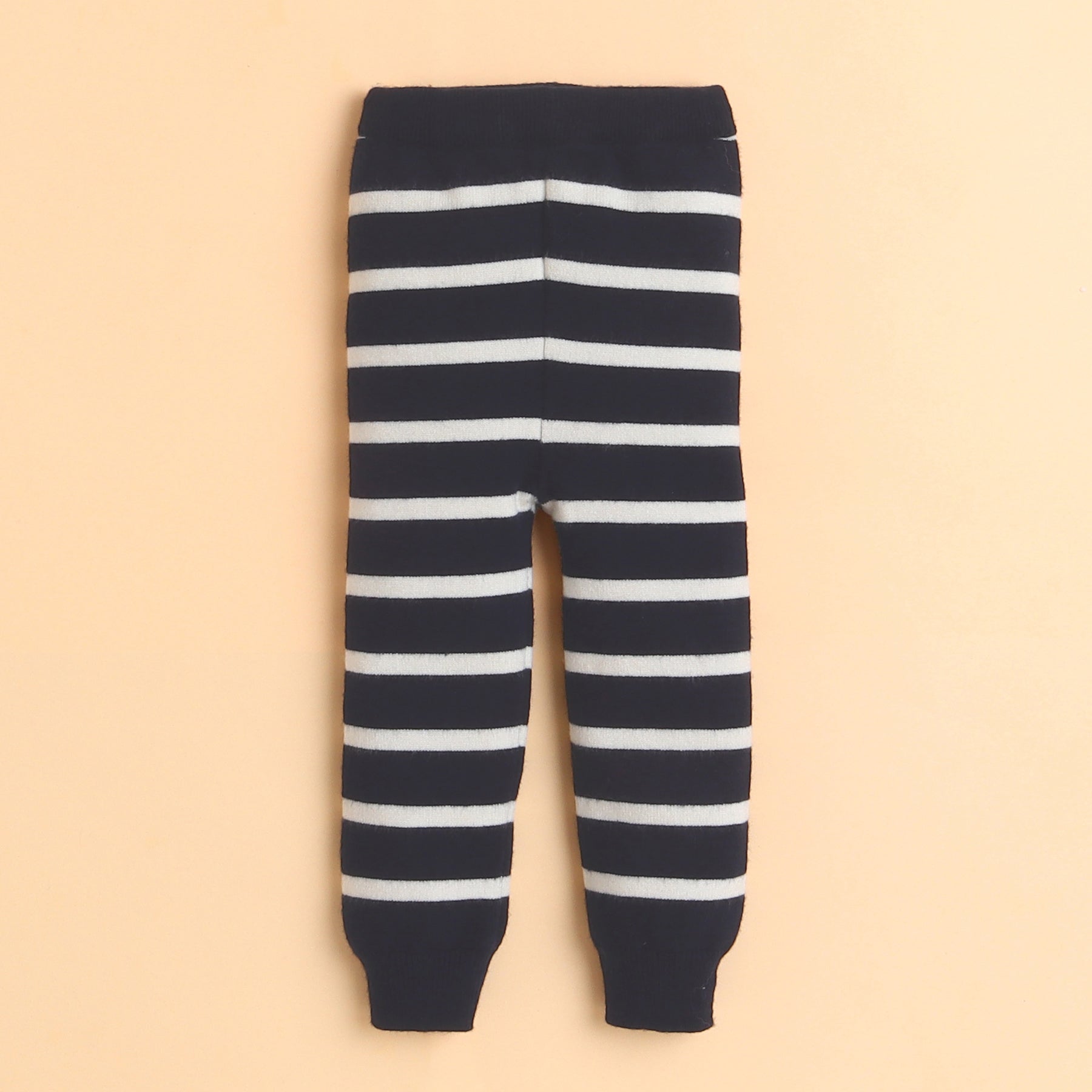 Baby Navy and Off-White Striped Knit Set with Cap