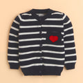 Baby Navy and Off-White Striped Knit Set with Cap