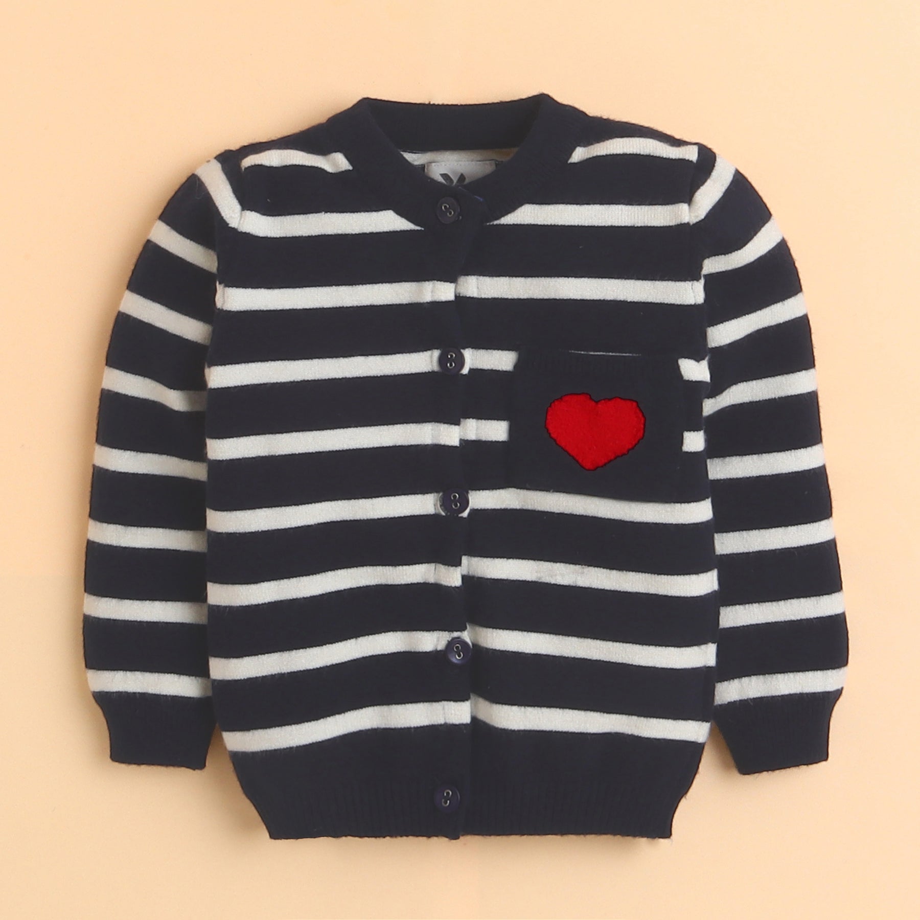 Baby Navy and Off-White Striped Knit Set with Cap