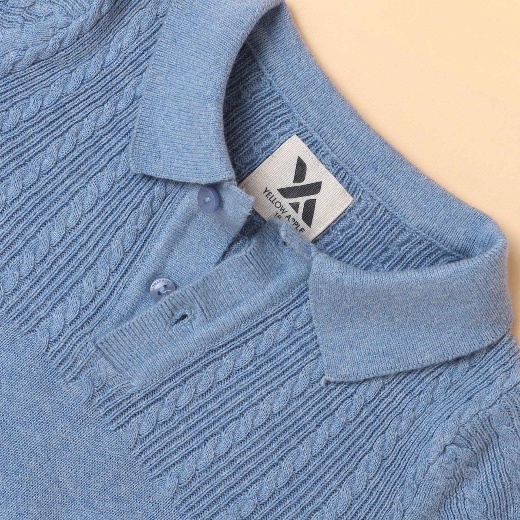 Baby Sky Blue Knit Pullover Sweater with Collar