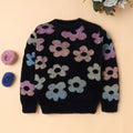 Baby Girls Black Floral Knit Sweater