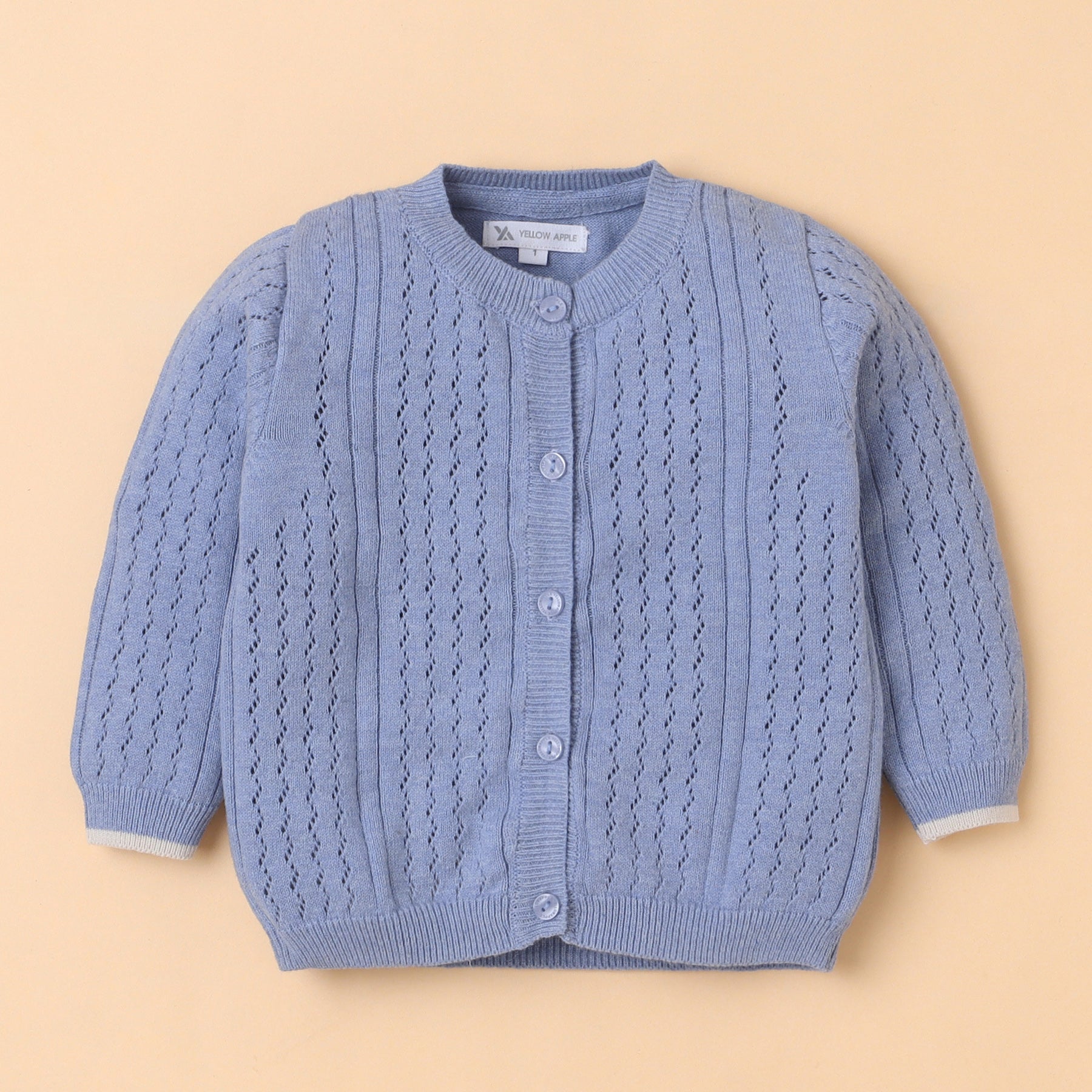 Baby Sky Blue Knitted Cardigan Set with Cap, Socks & Pants