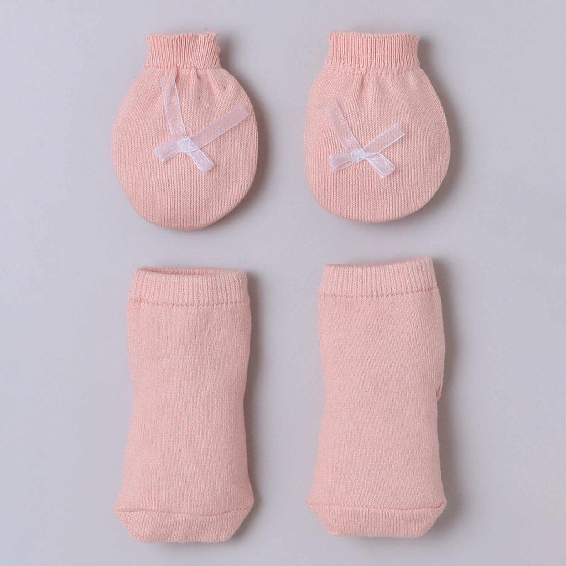 Baby Peach Knitted Cardigan Set with Cap, Mittens & Socks