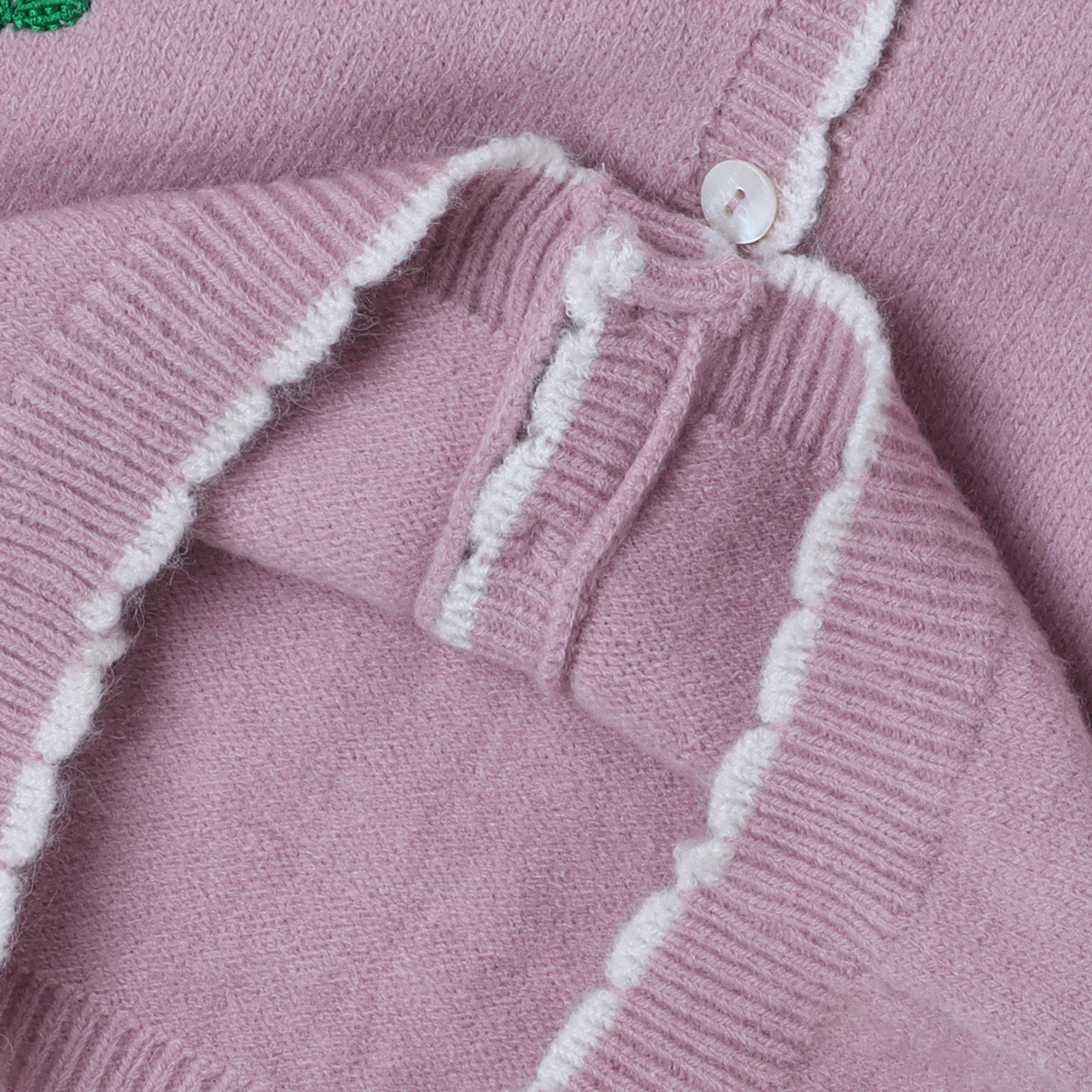 Girls Lavender Knit Cardigan with Floral Embroidery