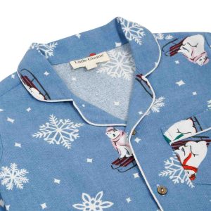 Cotton Night Suit for Boys - Blue Snowflakes