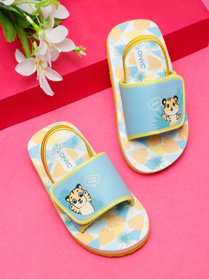 ONYC Little Tiger Sliders for Kids, Sea Green, Unisex