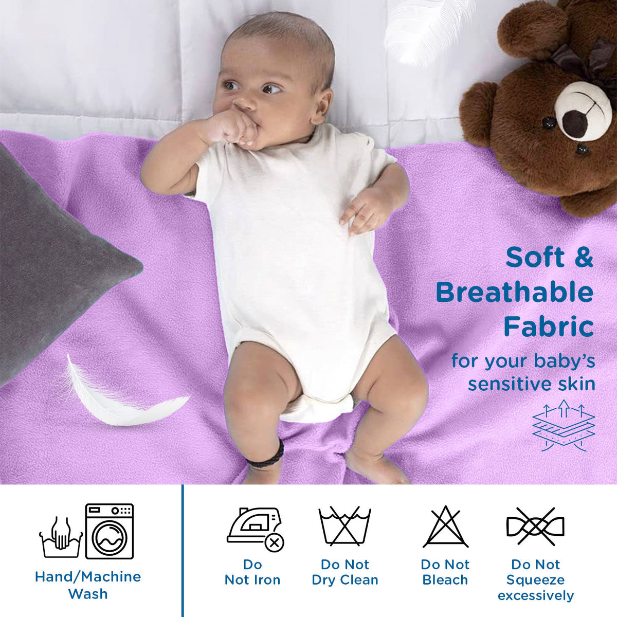 Purple Water Proof Total Dry Sheet Protector Mat (Medium)