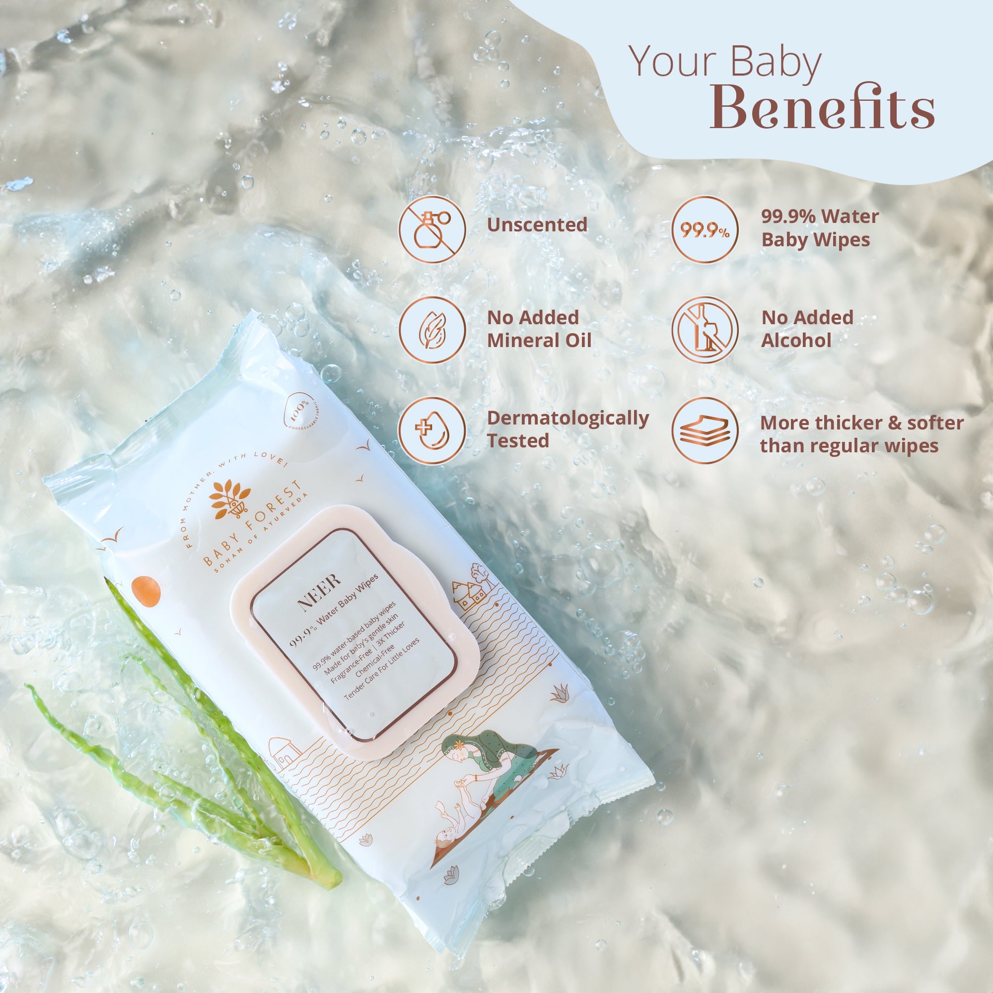 Baby Forest Neer 99.9% Water Baby Wipes