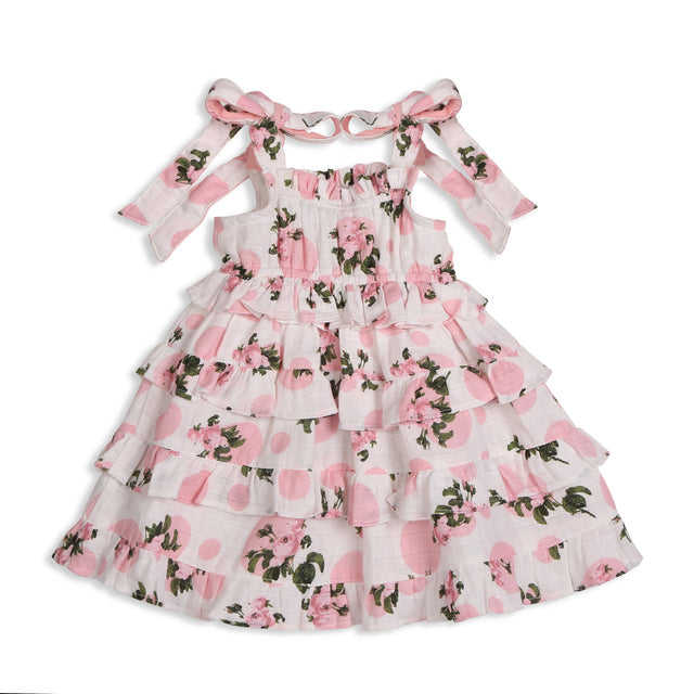 Eva Tea Rose Dress - White/Pink