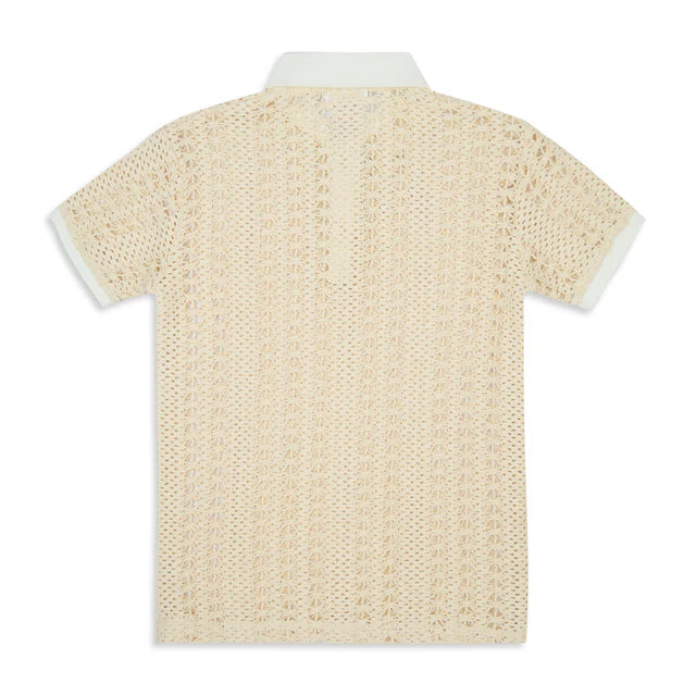Bali Soft Crochet Knit Collar Polo Tee