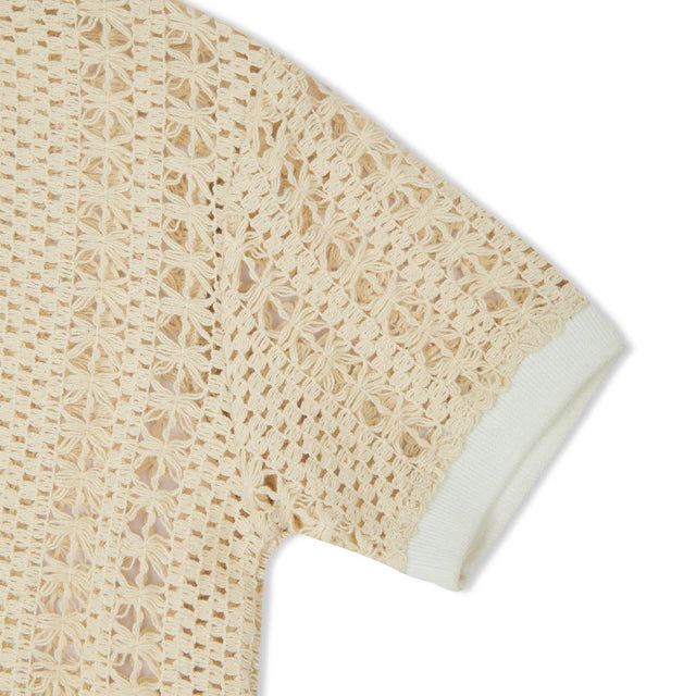 Bali Soft Crochet Knit Collar Polo Tee