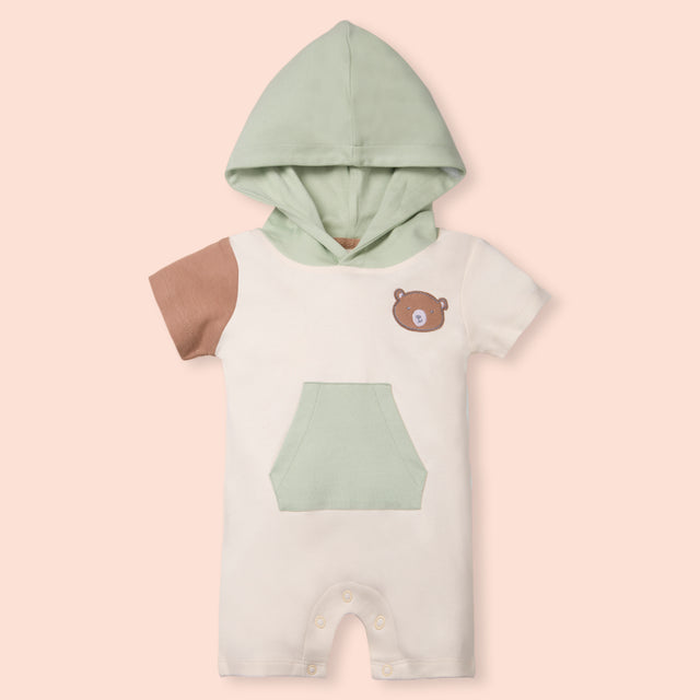 Lil Hoodie Half Romper- Ecru
