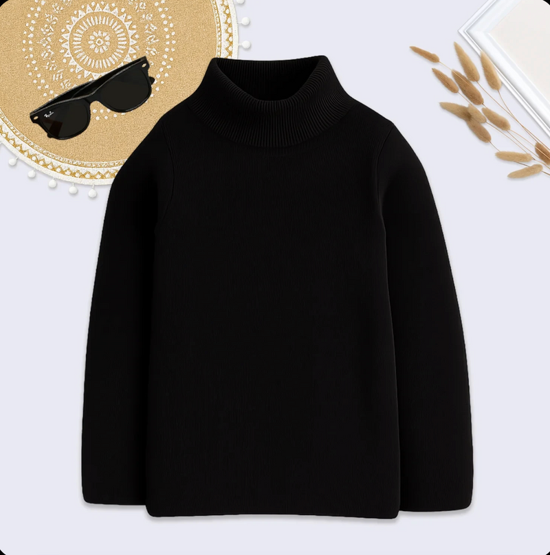 Black High Neck Knit Sweater