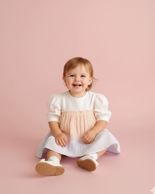 Multi-Color Tiered Puff Sleeve Dress