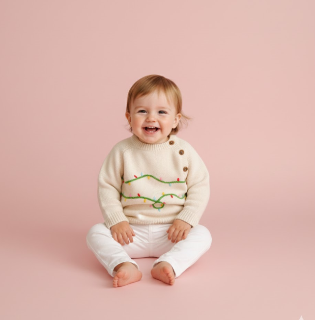 Cream Knitted Lights Sweater