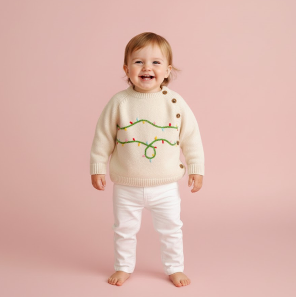Cream Knitted Lights Sweater