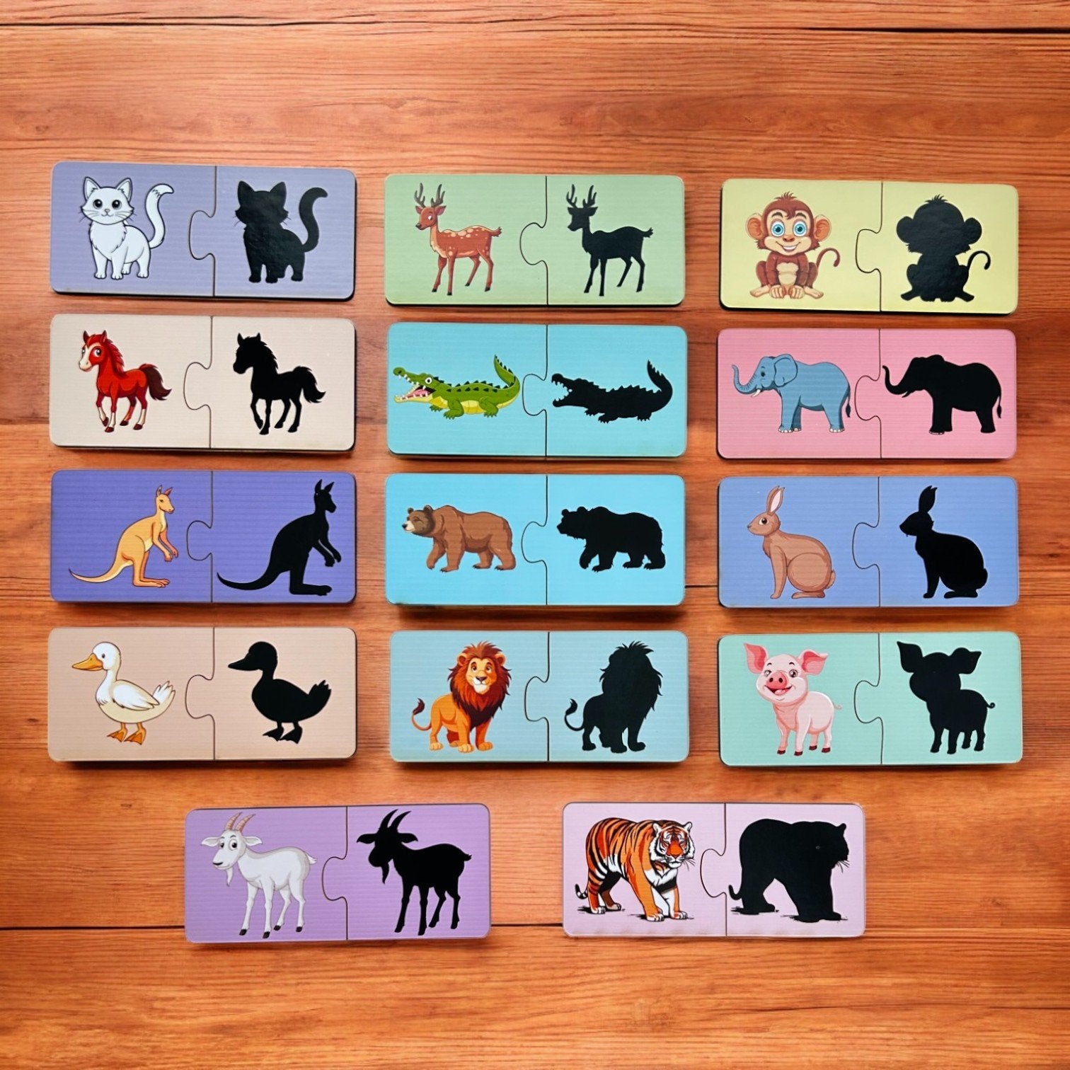 Animal Matching shadow 2 Piece Puzzle