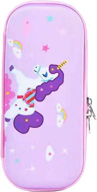 PencilCase-DoubleLayer-StyleNine Unicorn Art Canvas Pencil Box  (Set of 1, Pink)