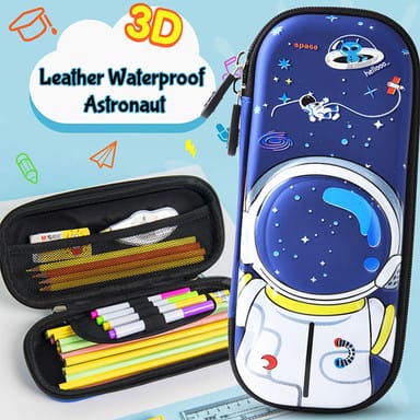 Astronaut 3D Alien Art Canvas Pencil Box  (Set of 1, Blue)