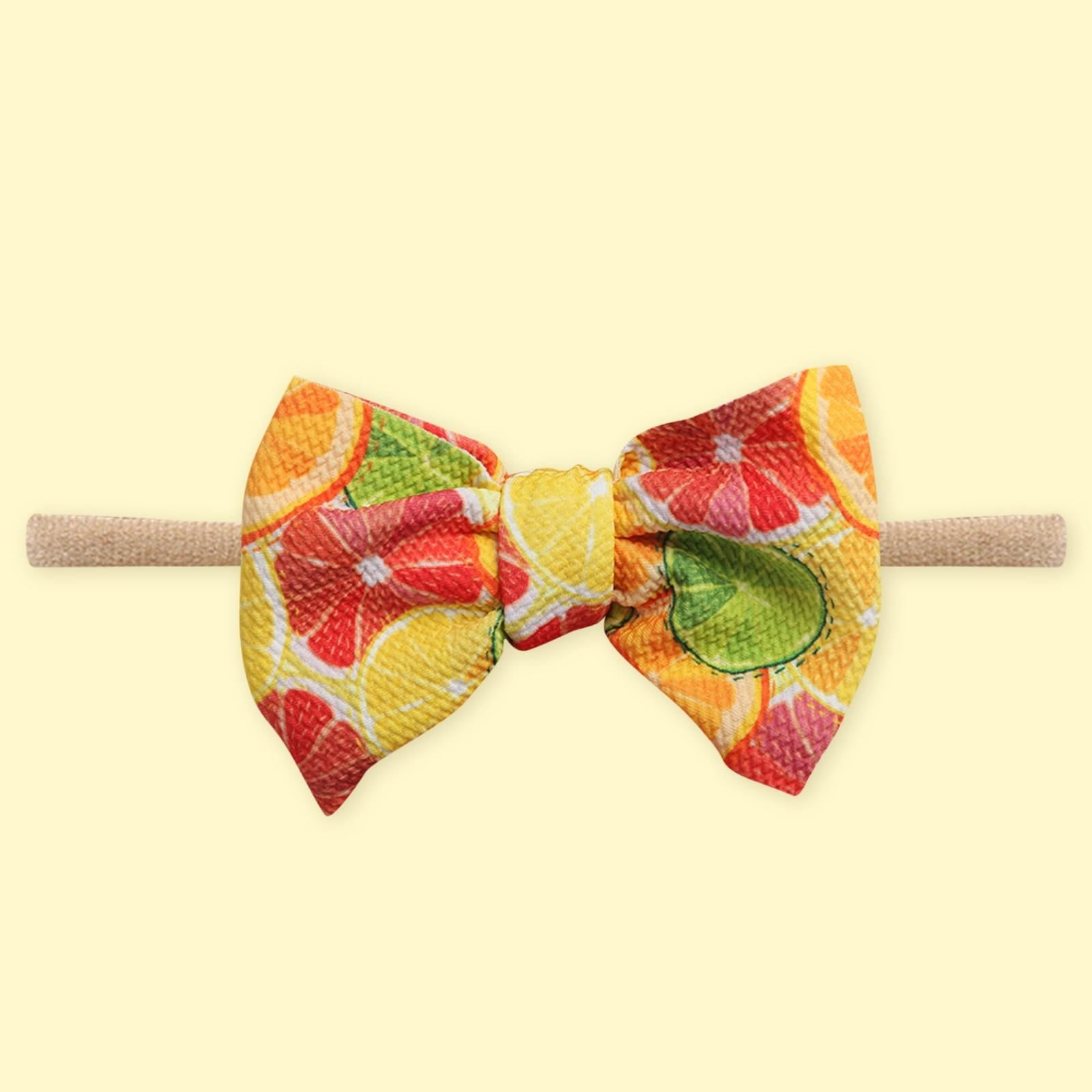 Polka Tots Pack of 3 Solid and Lemon Print Bow Headband Set - Multicolor