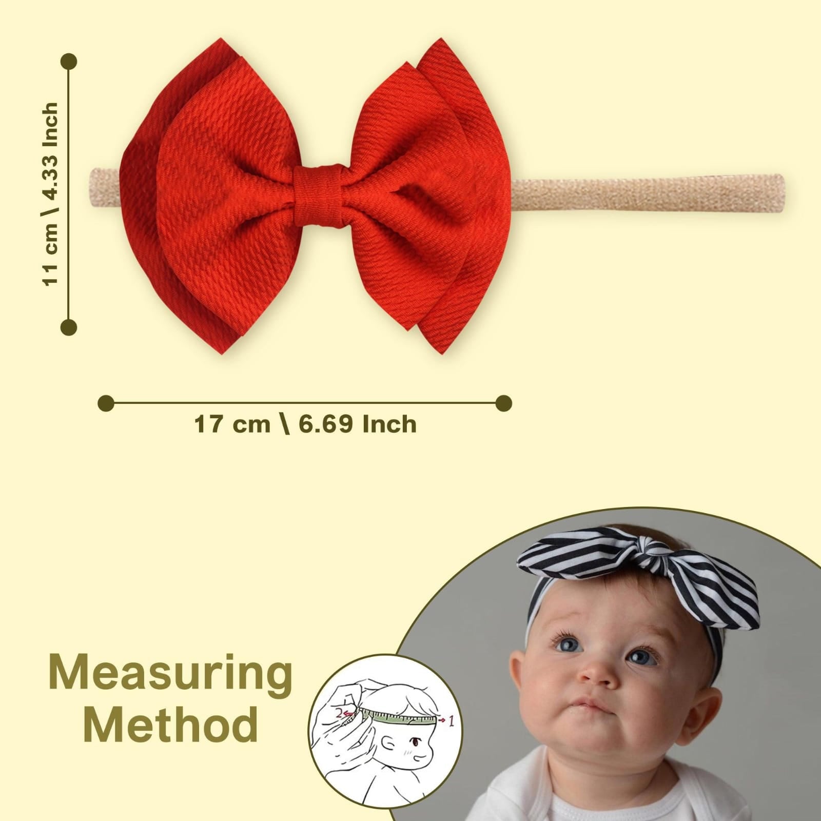 Polka Tots Pack of 3 Solid and Lemon Print Bow Headband Set - Multicolor