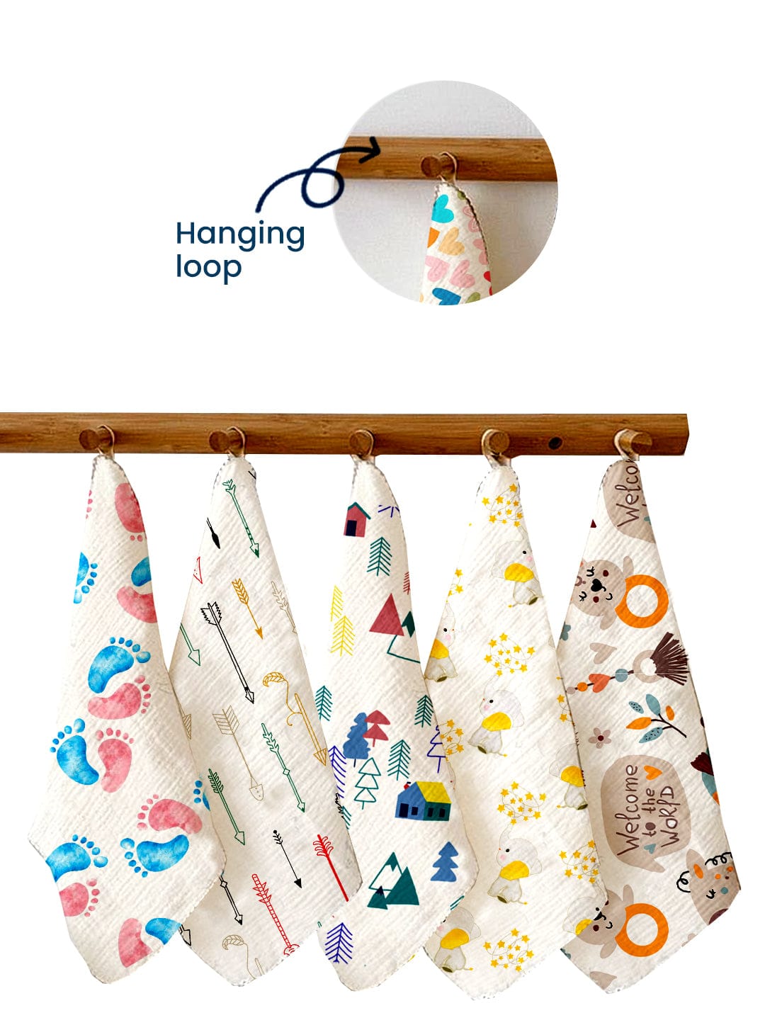 Polka Tots Newborn Pack of 5 100% Soft Muslin Cotton Washcloth Set