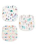 Polka Tots Newborn Pack of 3 100% Soft Muslin Cotton Bib Set with Pom-Pom Lace