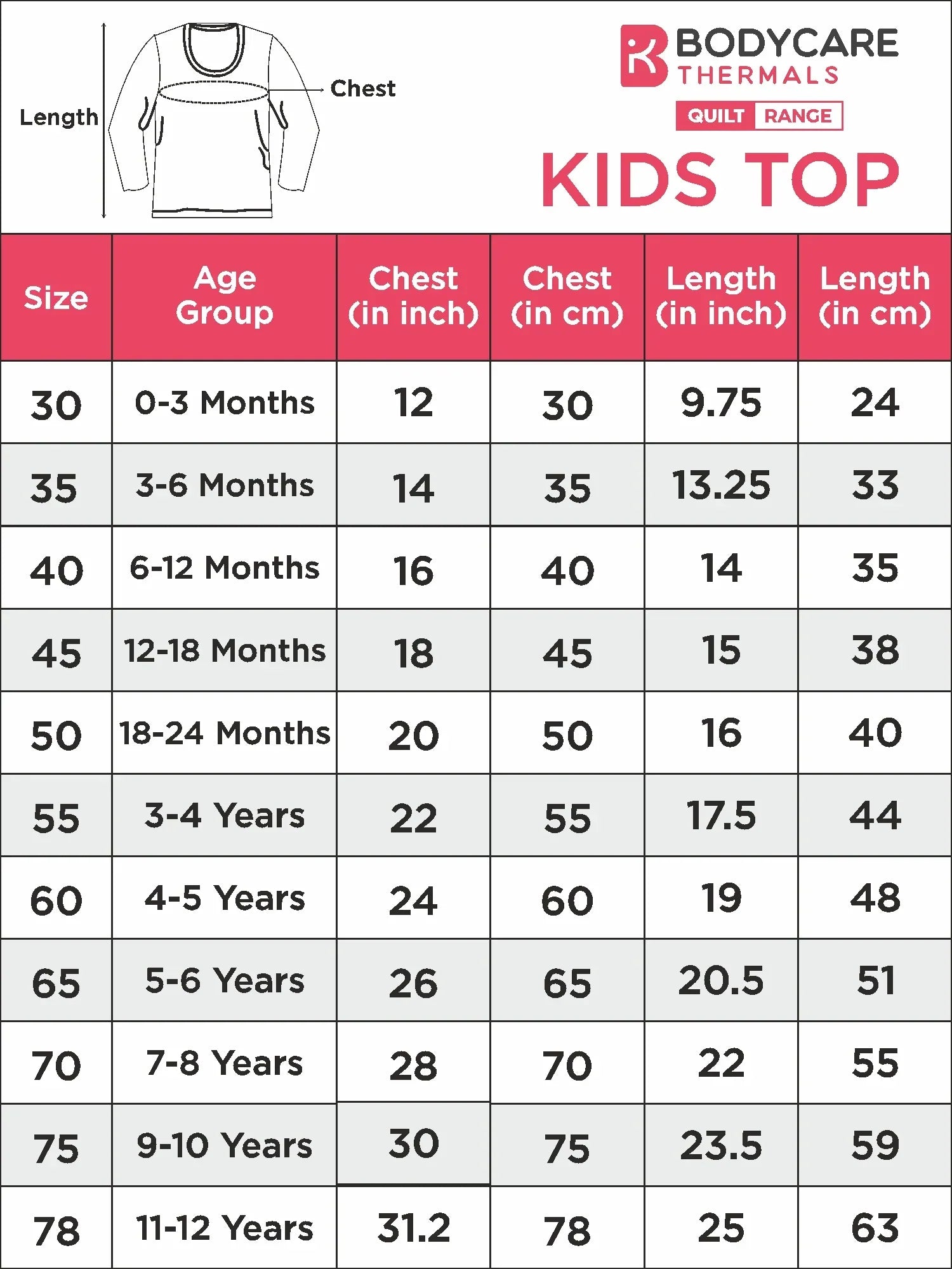 Quilt Bodycare Antibacterial Thermal Unisex Kid Top Front Open Full Sleeves Solid