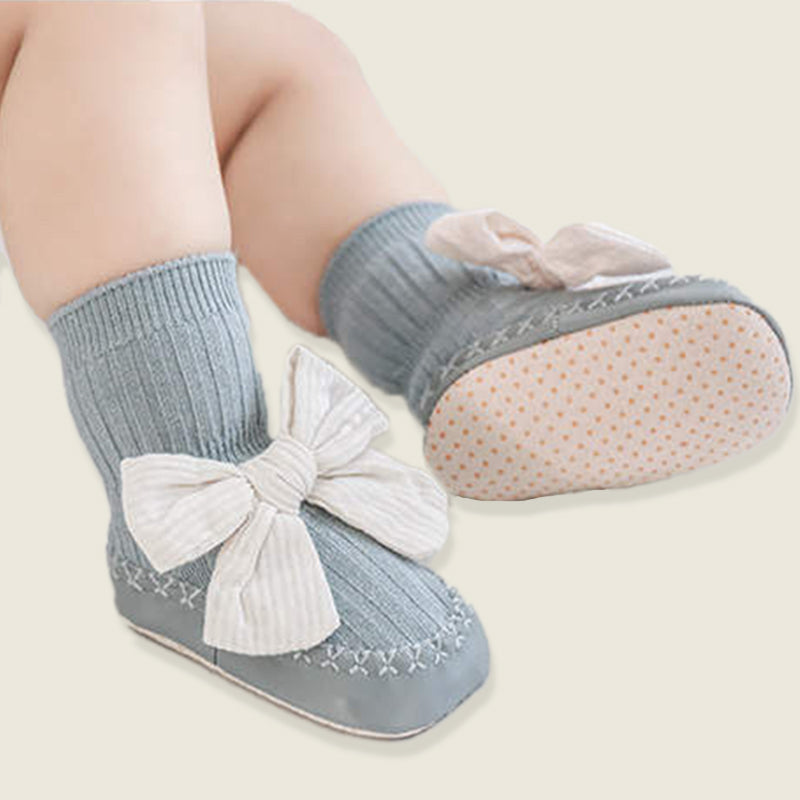 Bow Baby Socks-Cyan Blue