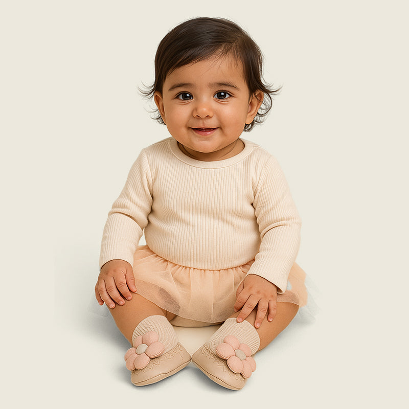 Flora Baby Socks-Beige