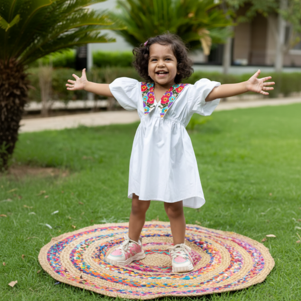 Diana Collar embroidery dress- white