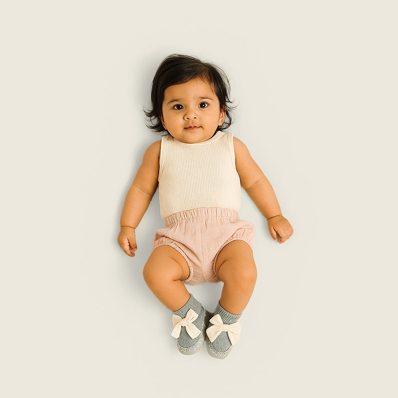 Bow Baby Socks-Cyan Blue