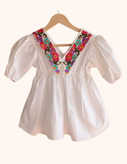 Diana Collar embroidery dress- white