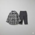 Grey Checkered Winter Coat & Corduroy Pants Set