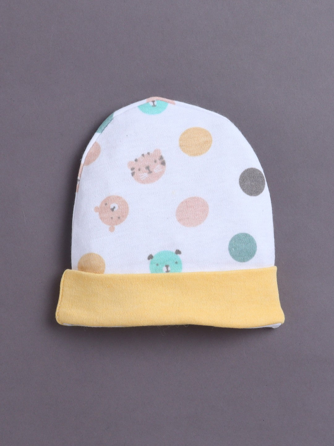 White & Yellow Boys Cotton Cap Mitten Bootie Set