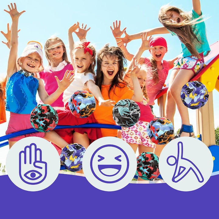 Set of 3 Jumping balls with lights, super space ball, colorful camouflage color, 7 cm, SARALMA