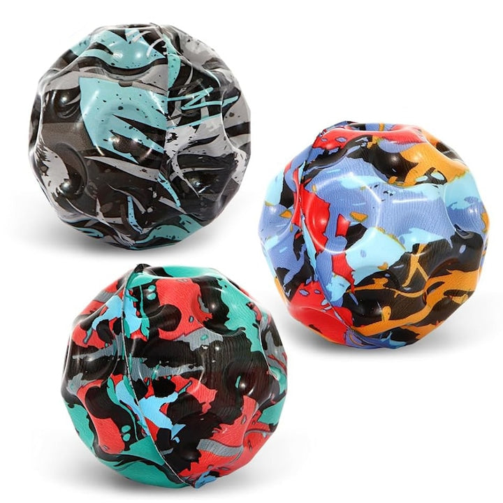 Set of 3 Jumping balls with lights, super space ball, colorful camouflage color, 7 cm, SARALMA