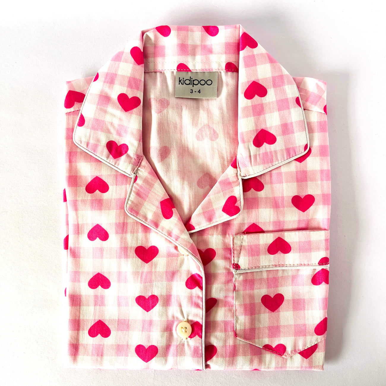 Pink Checks with Hearts Night Suit