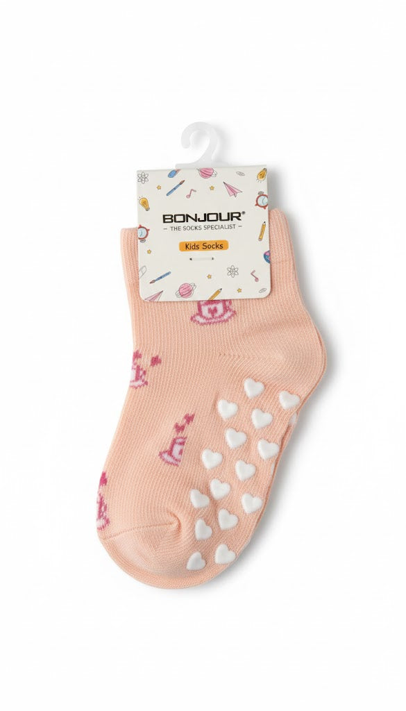 Kids Fancy Girls Ank Socks Light Pink