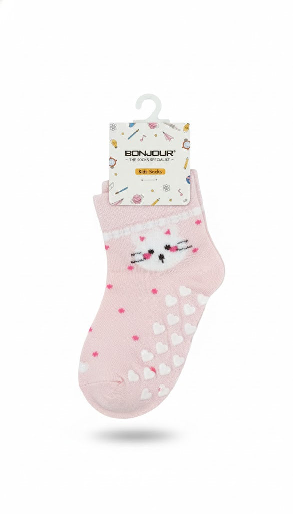 Cat Design Fancy Girls Ank Socks