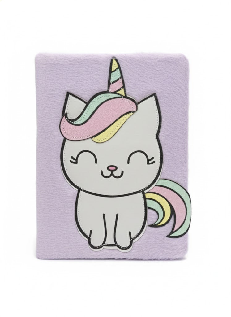 Cute Unicorn Cat Soft Cover Notebook – Pastel Purple