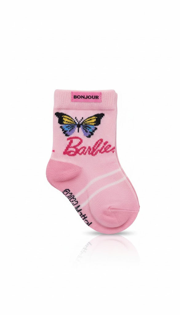 Pink Colour With Butterfly Design BarbieSocks