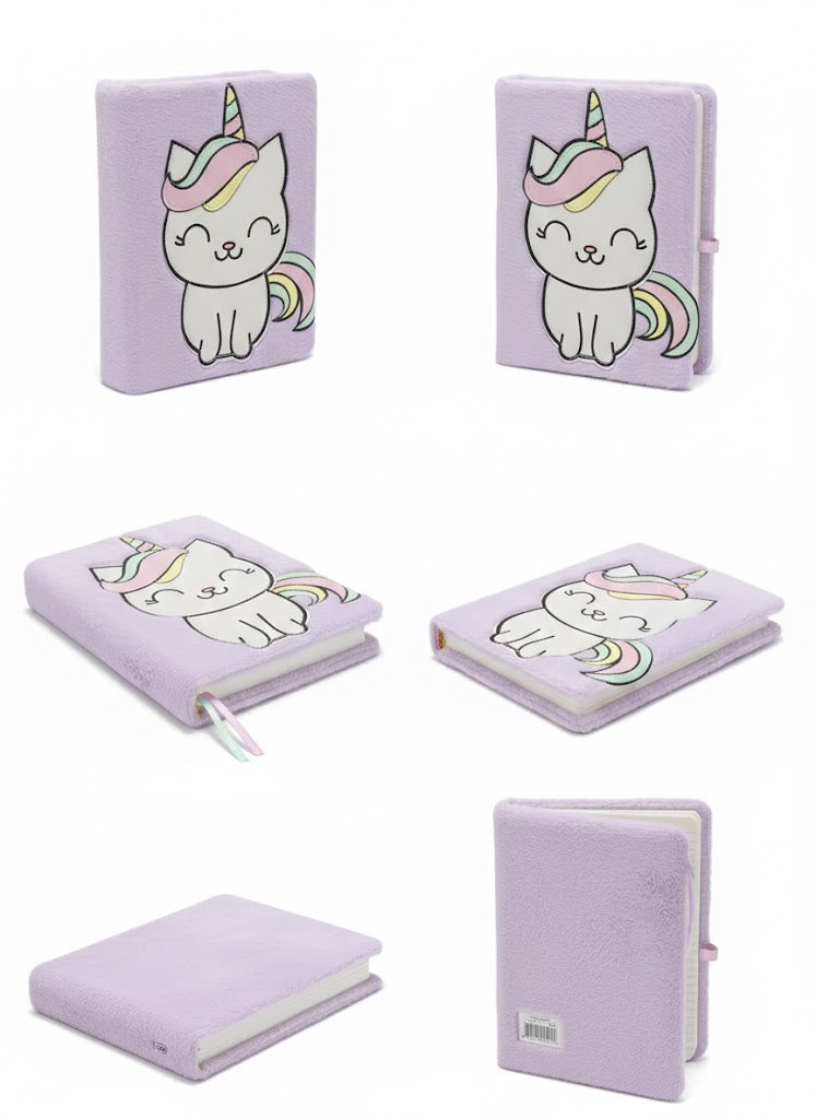 Cute Unicorn Cat Soft Cover Notebook – Pastel Purple