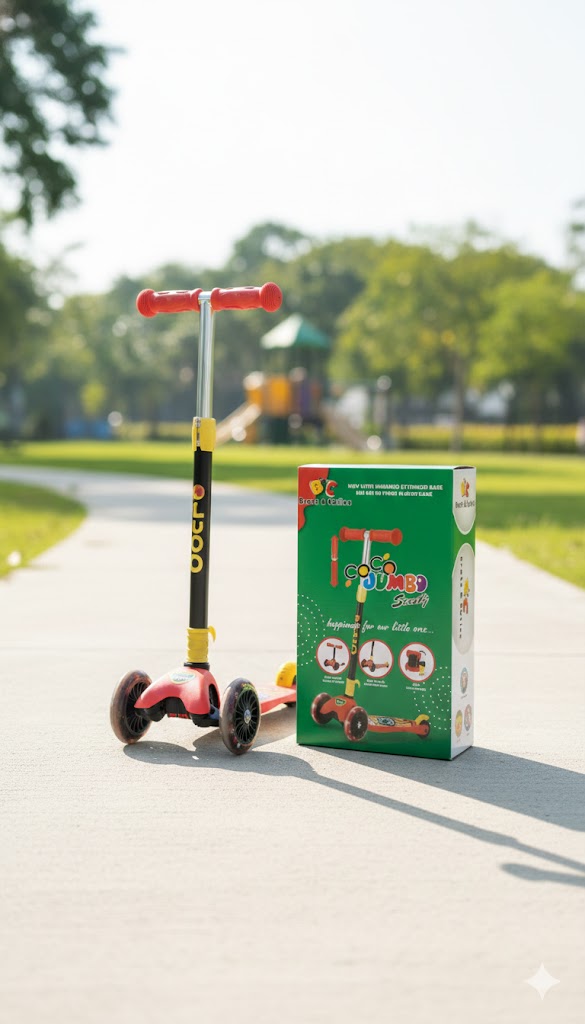 red: Kick Scooter Coco Jumbo Led With Light & Music At Your Kids Kingertips