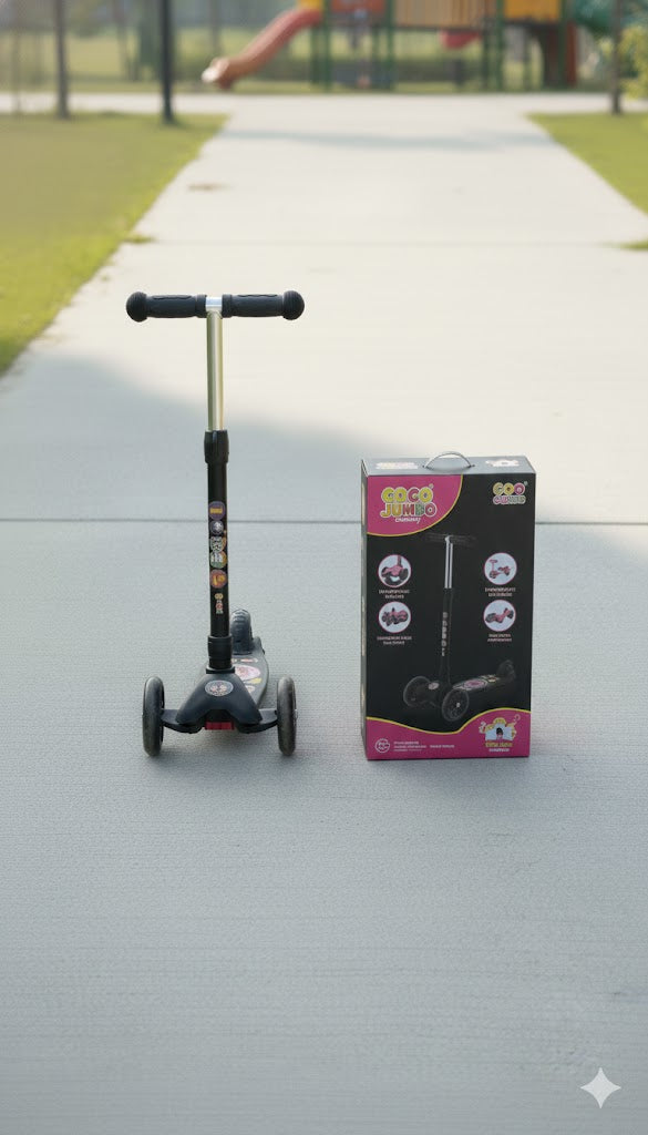 black: Kick Scooter Coco Jumbo Led With Light & Music At Your Kids Kingertips