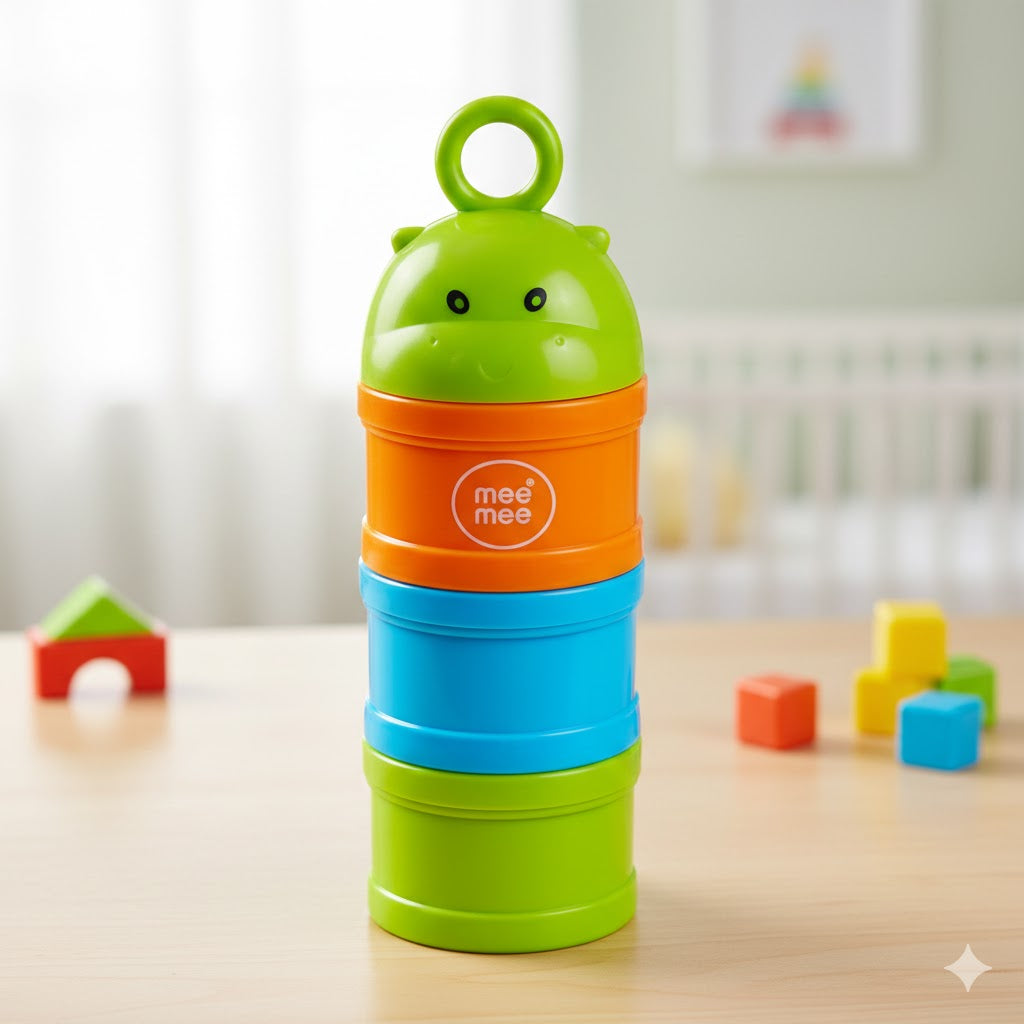 Mee Mee Multi Storage Milk Powder & Food Container | Microwavable Baby Food Box | Travel Friendly | 3 Layer Plastic Food & Milk Powder Container Individual Compartments Multifunctional (Multicolor)