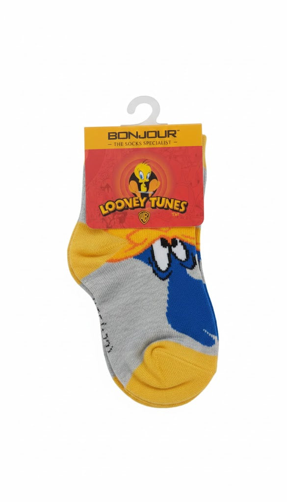 Grey And Yellow Looney Tunes Kids Ank Socks